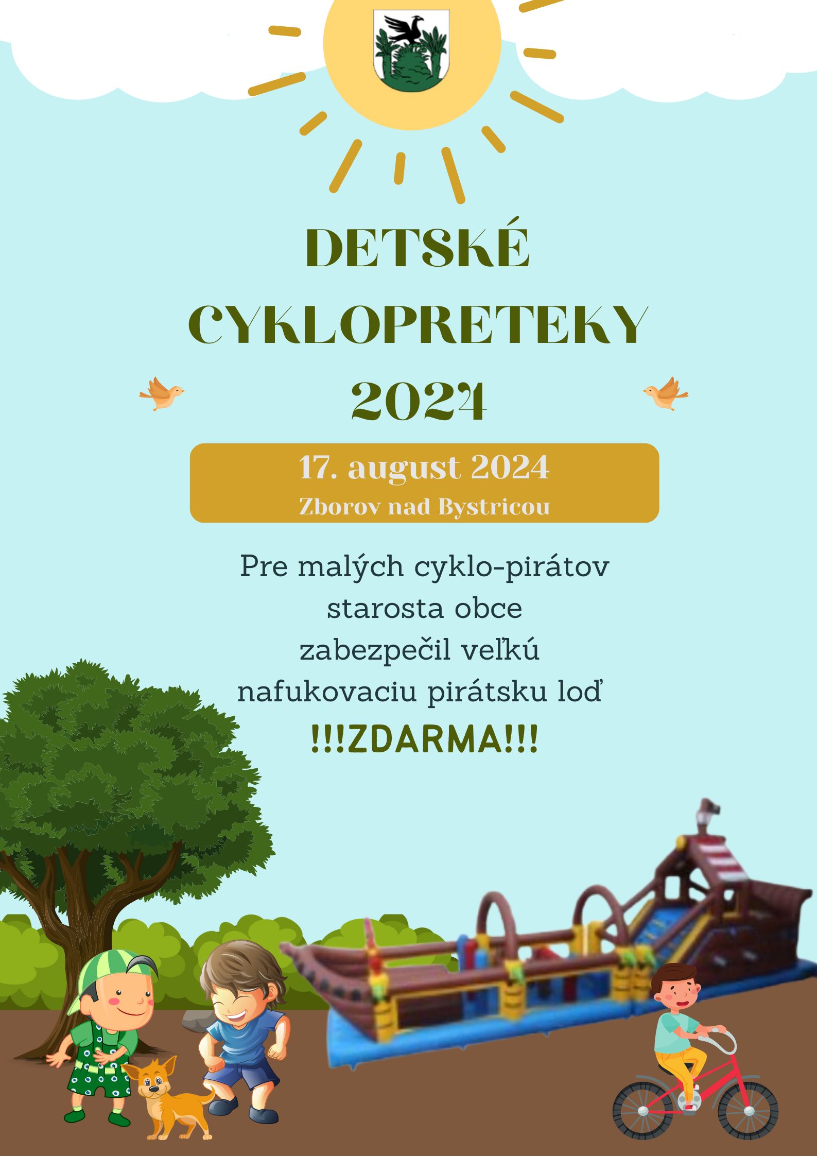 Deské cyklopreteky 2024 skákací hrad zdarma