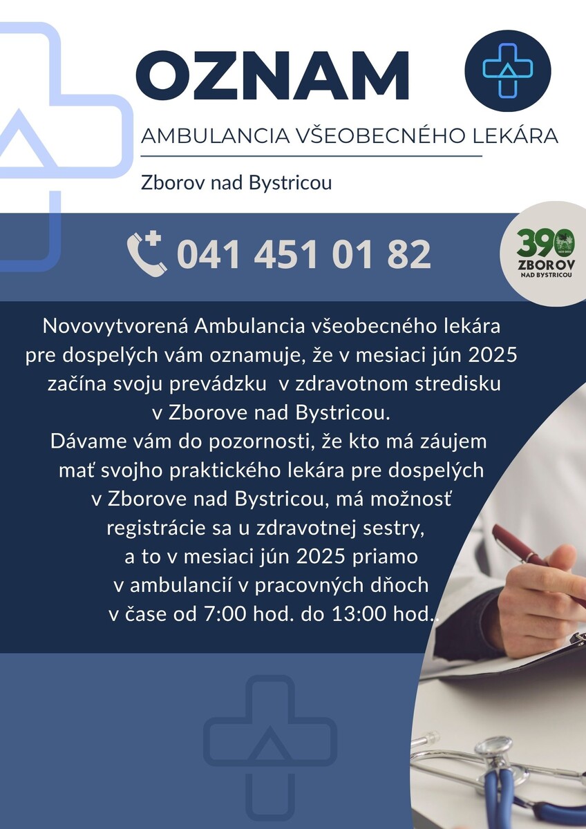 Oznam všeobecný lekár strana 1