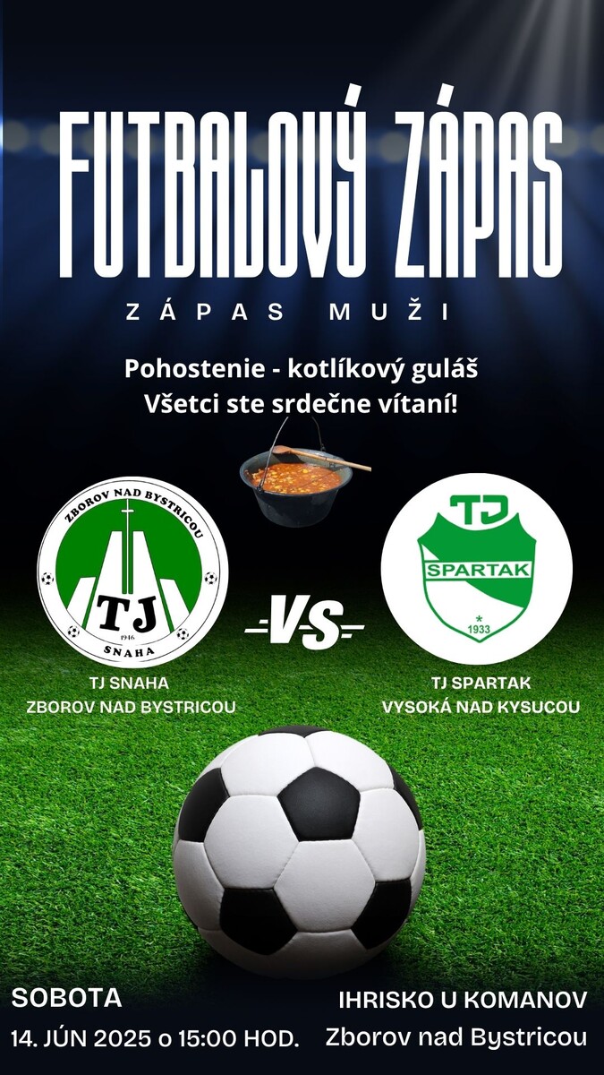 Plagát futbal 14.6.2025 Vysoká nad Kysucou