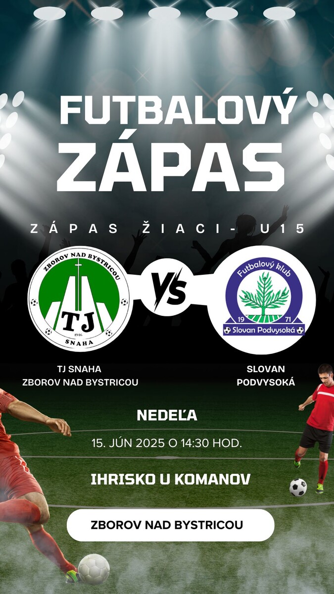 Plagát futbal 15.6.2025 Podvysoká