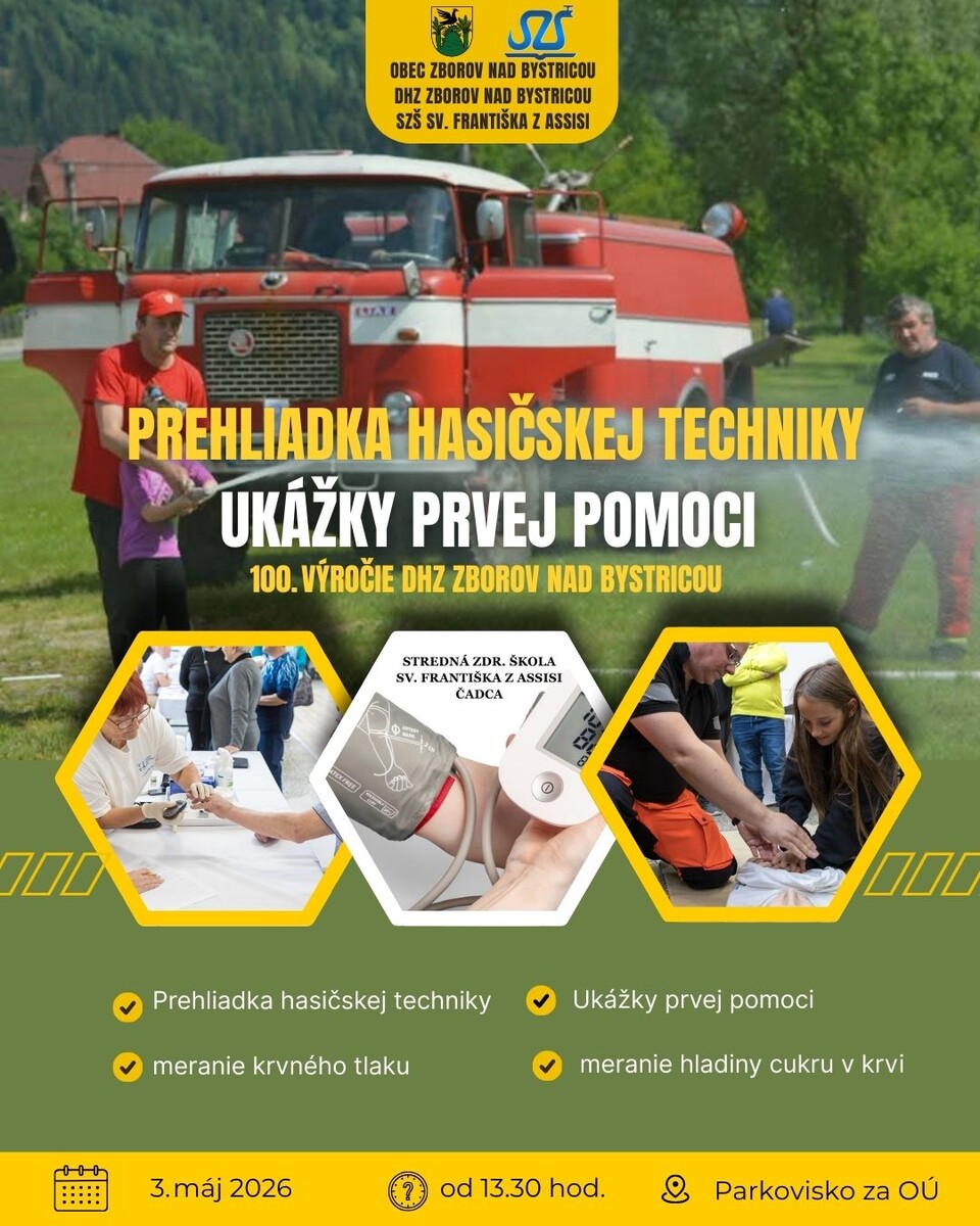 Plagát ukážky hasiči a zdravotná škola