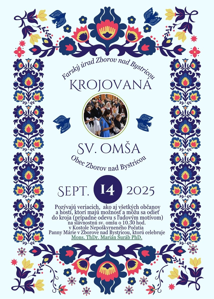 Pozvánka krojovaná sv. omša