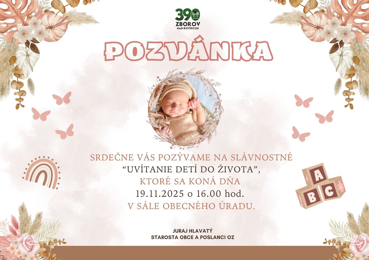 Pozvánka uvítanie detí do života