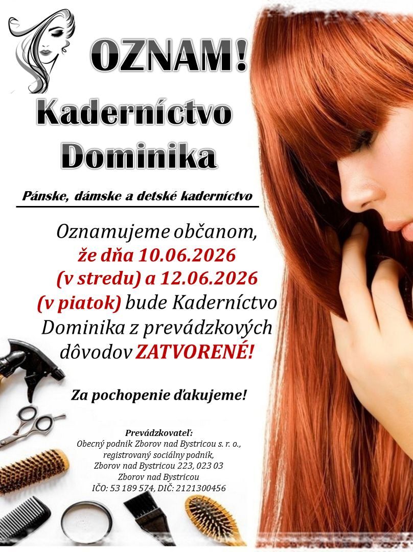 Kaderníctvo zatvorené 20.10.2025