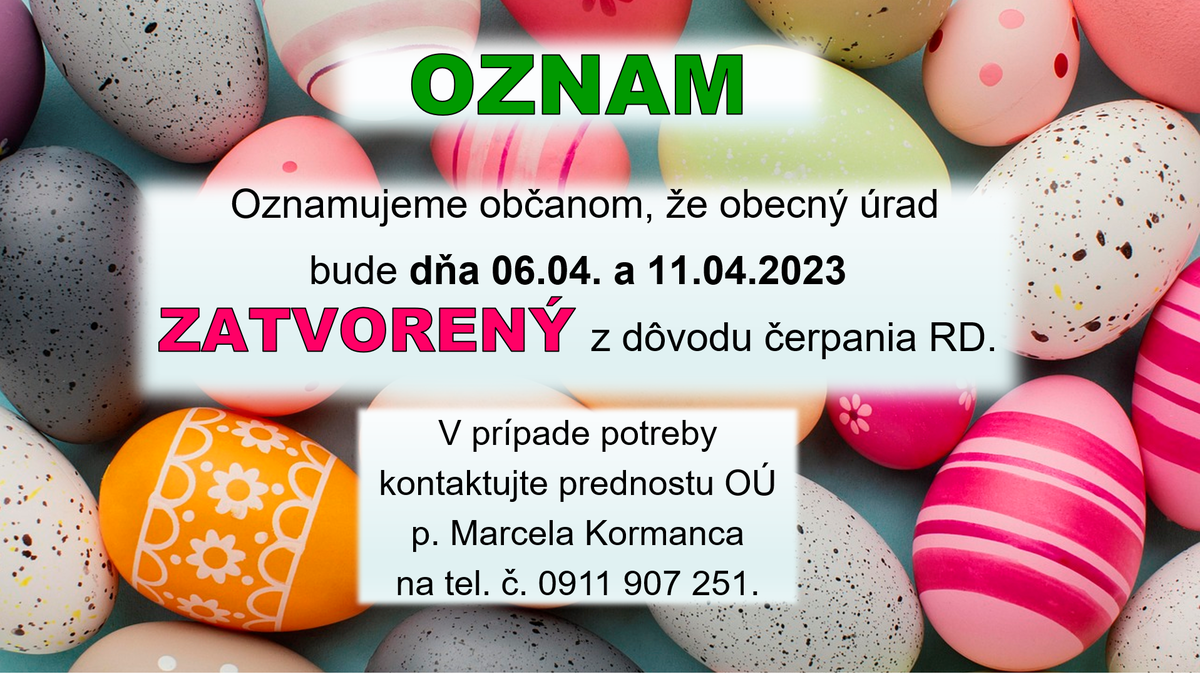 velk noc zatvorenie