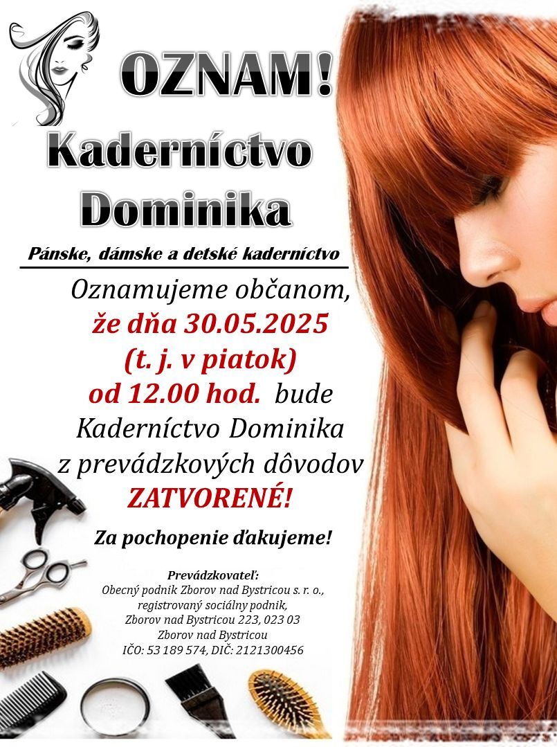zatvorené kaderníctvo